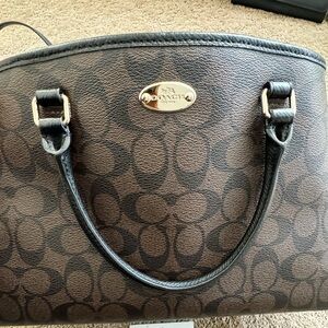 Coach Black and Brown Lillie Carryall Signature Satchel